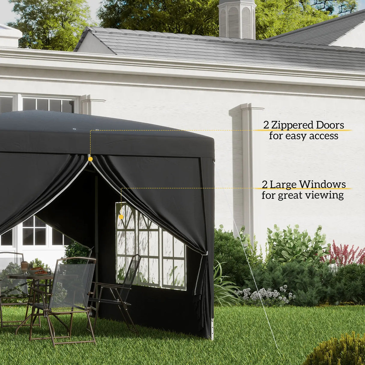 Outsunny 3 x 3(m) Pop Up Gazebo, Water and UV Resistant Party Tent Camping Canopy Marquee with Carry Bag, Black