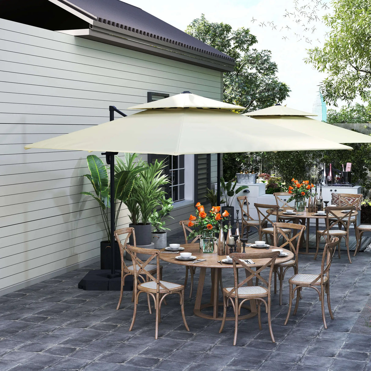 Outsunny Steel Frame Outdoor Roma Cantilever Umbrella