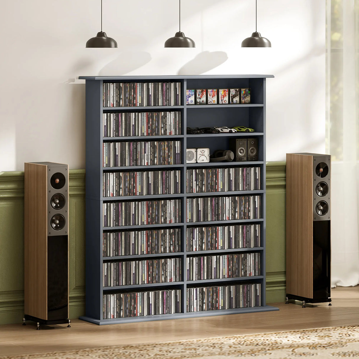 HOMCOM 16-Compartment Media Shelf - Grey