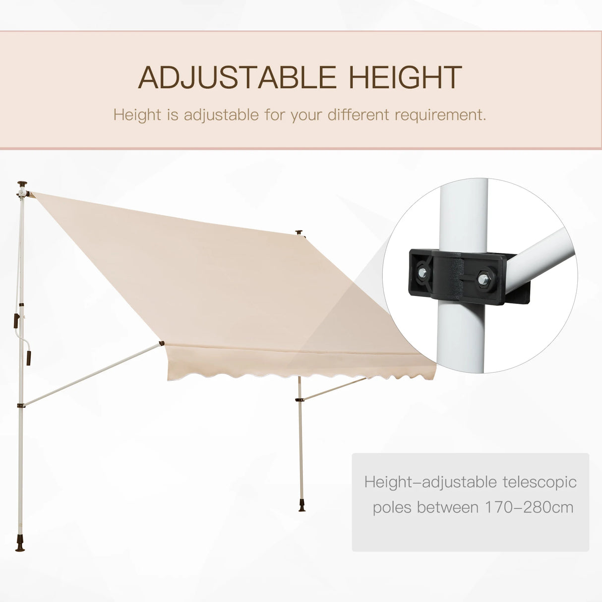 Outsunny 3x1.5m Adjustable Outdoor Aluminium Frame Awning Beige