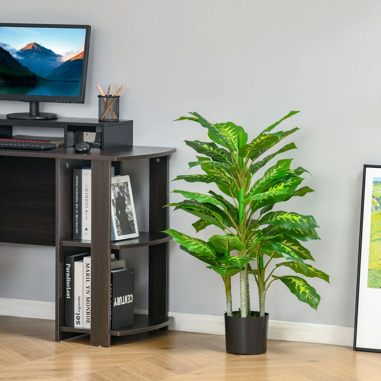 HOMCOM 2 PCs Artificial Evergreen Tree Fake Decorative Plant in Nursery Pot for Indoor Outdoor Dcor, Green