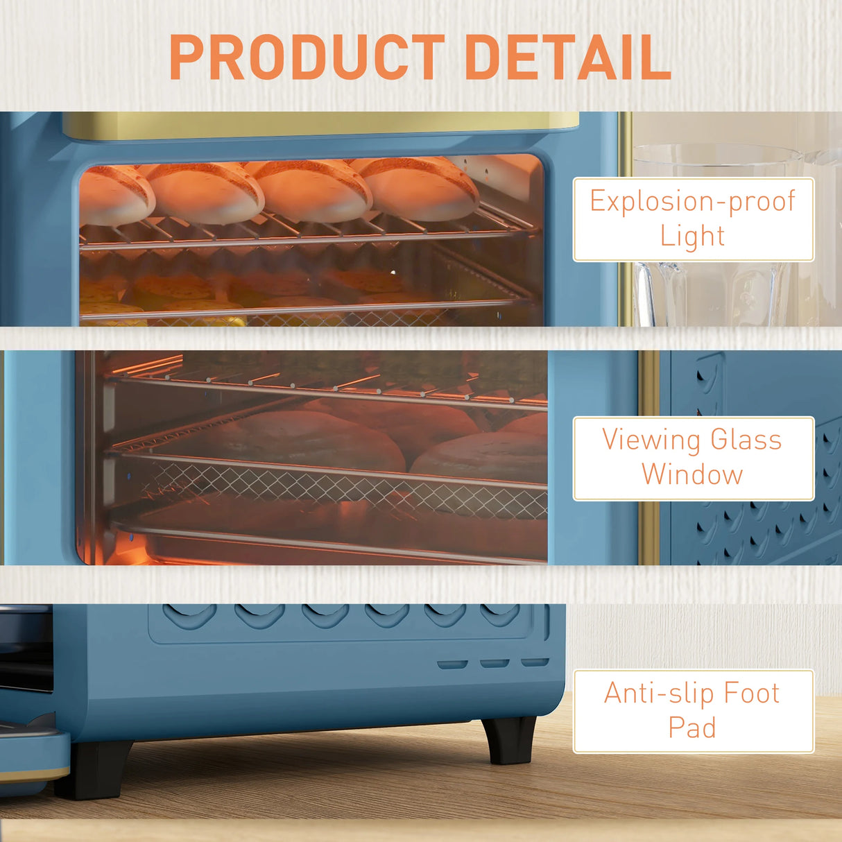 HOMCOM 20L 90-230 Mini Electric Oven - Blue