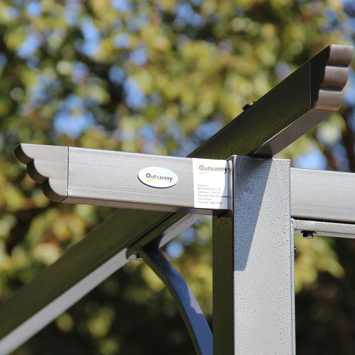 Outsunny 3.5 Sliding Pergola Canopy Metal Pergola Retractable Canopy for Garden Shade, Grey