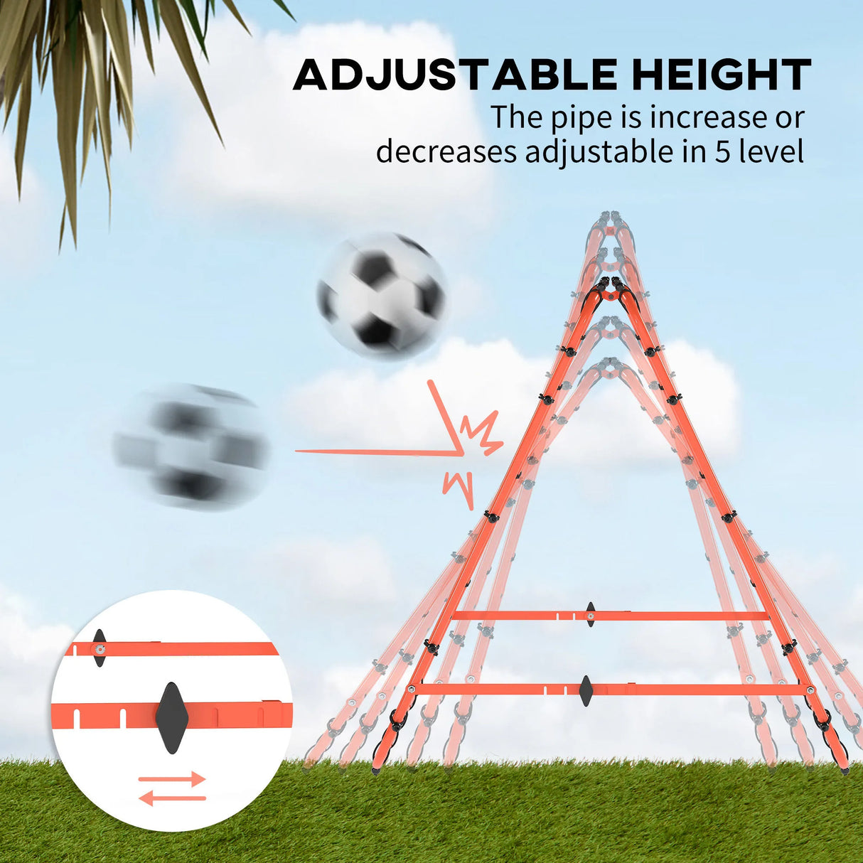 HOMCOM Double Sided Football Rebounder Net, Football Rebound Goal with Five Adjustable Angles, Orange