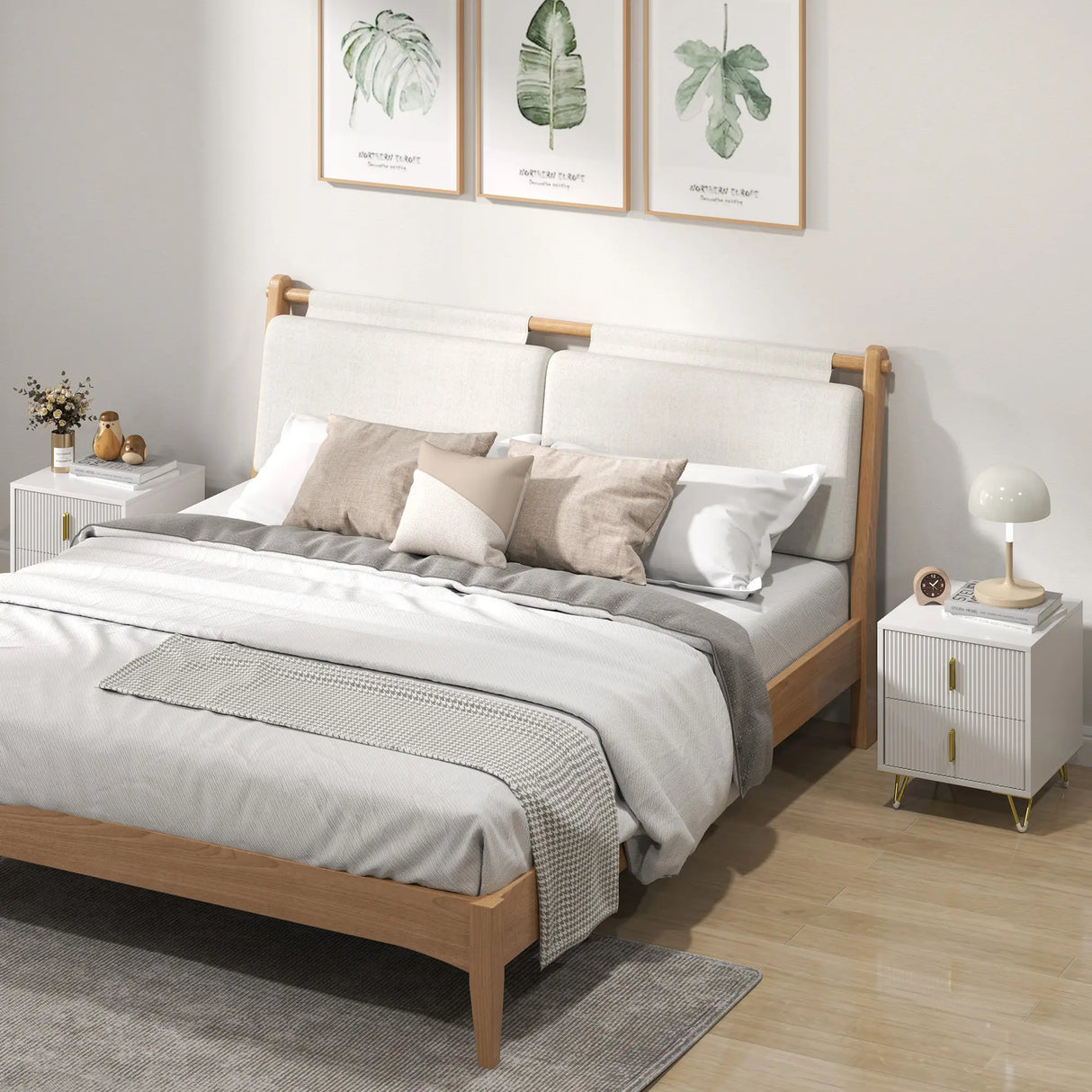 Set of 2 Elegant Chest of Two Drawers - White/Gold-Tone