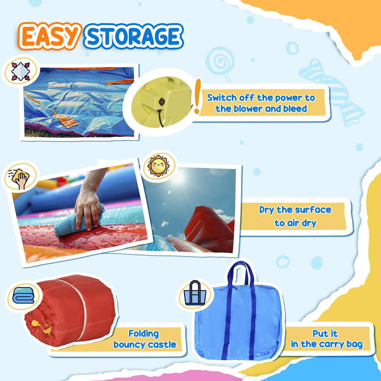 Outsunny 4-in-1 Bouncy Castle, with Slide, Trampoline, Climbing Wall, Blower, Multicoloured