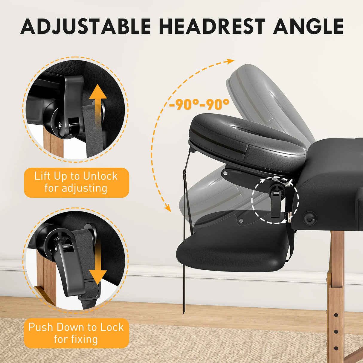 HOMCOM Adjustable Folding Massage Table - Black