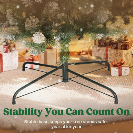 HOMCOM 8.2 ft Snow Frosted Christmas Tree Arch, Christmas Arch Doorway Decor with 2100 Tips and 96 Pinecones, Artificial Xmas Tree with Metal Stand for Indoor, Green