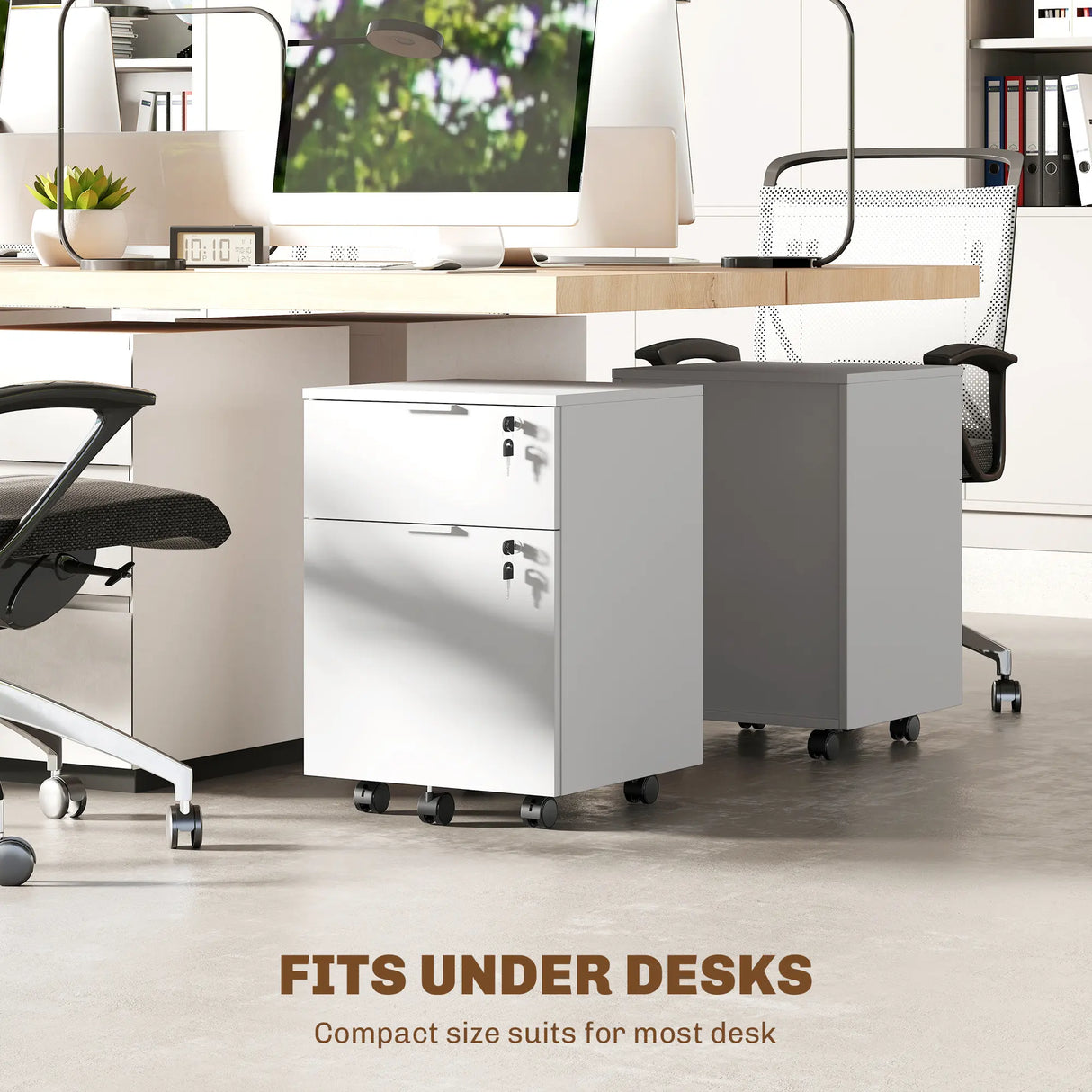 HOMCOM Two-Drawer Lockable Filing Cabinet - White