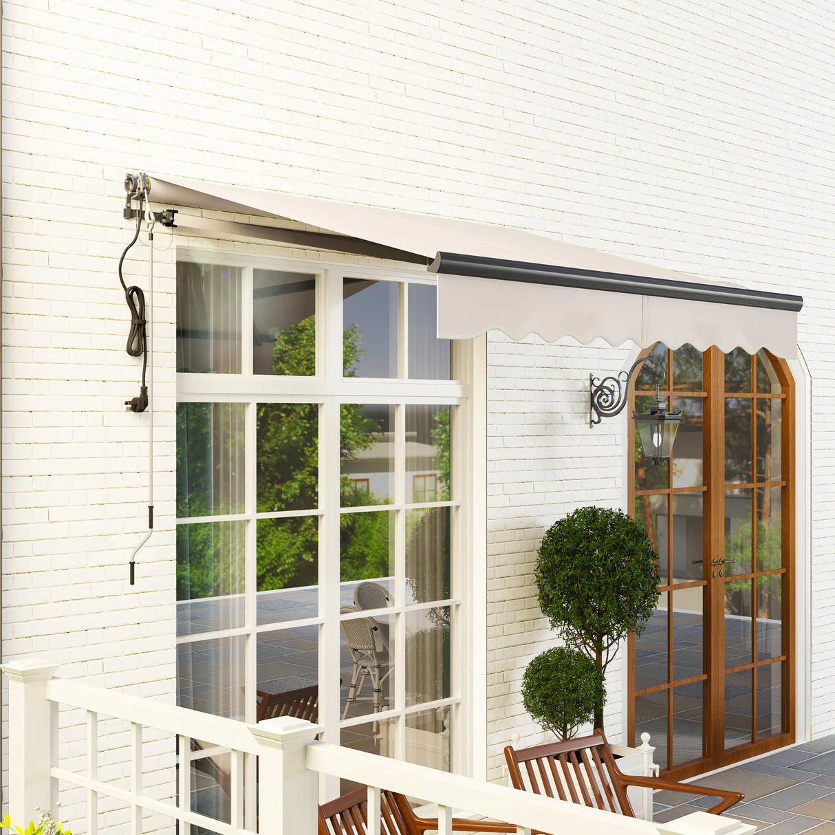 Outsunny 2.5 x 2m Electric Awning with Remote Controller, Aluminium Frame DIY Retractable Awning, UV30+ Sun Shade Canopy for Garden Patio Deck Door Window, Beige