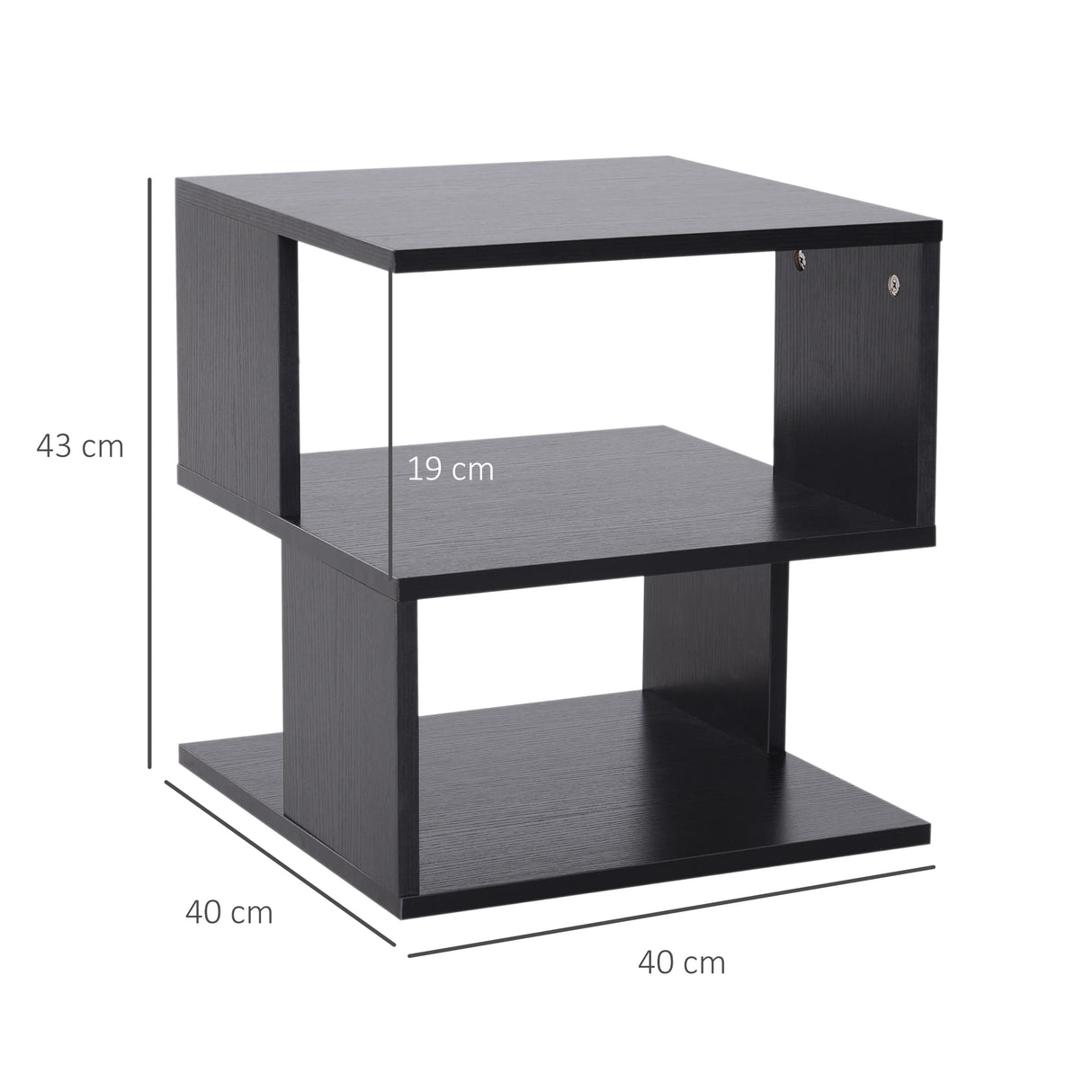 HOMCOM Set of 2 Side Table Square Coffee Table, Modern End Table with 2 Tier Storage Shelves for Living Room, Bedroom, Black