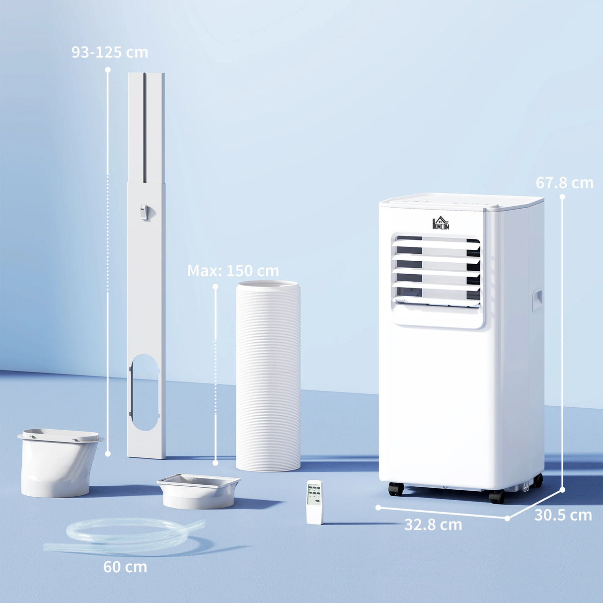 HOMCOM 5000 BTU Portable Air Conditioner, 4-in-1 Air Conditioning Unit, Dehumidifier, Cooling, Fan, Sleep Mode, with Remote Control, 2 Speeds, 24H Timer, Window Venting Kit, 12m2