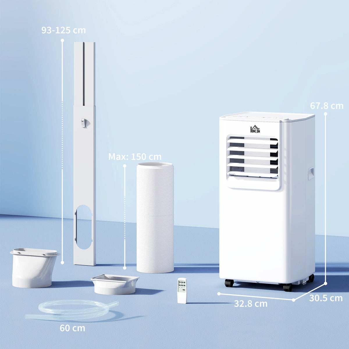 HOMCOM 5000 BTU Portable Air Conditioner, 4-in-1 Air Conditioning Unit, Dehumidifier, Cooling, Fan, Sleep Mode, with Remote Control, 2 Speeds, 24H Timer, Window Venting Kit, 12m2