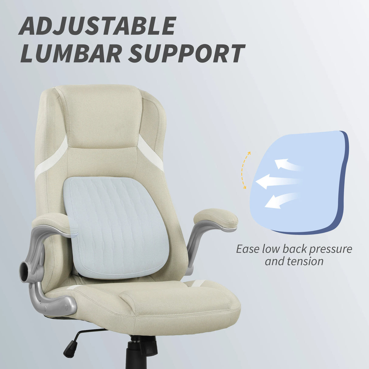 Vinsetto Linen-Look Office Chair, with Adjustable Height and Tension - Beige