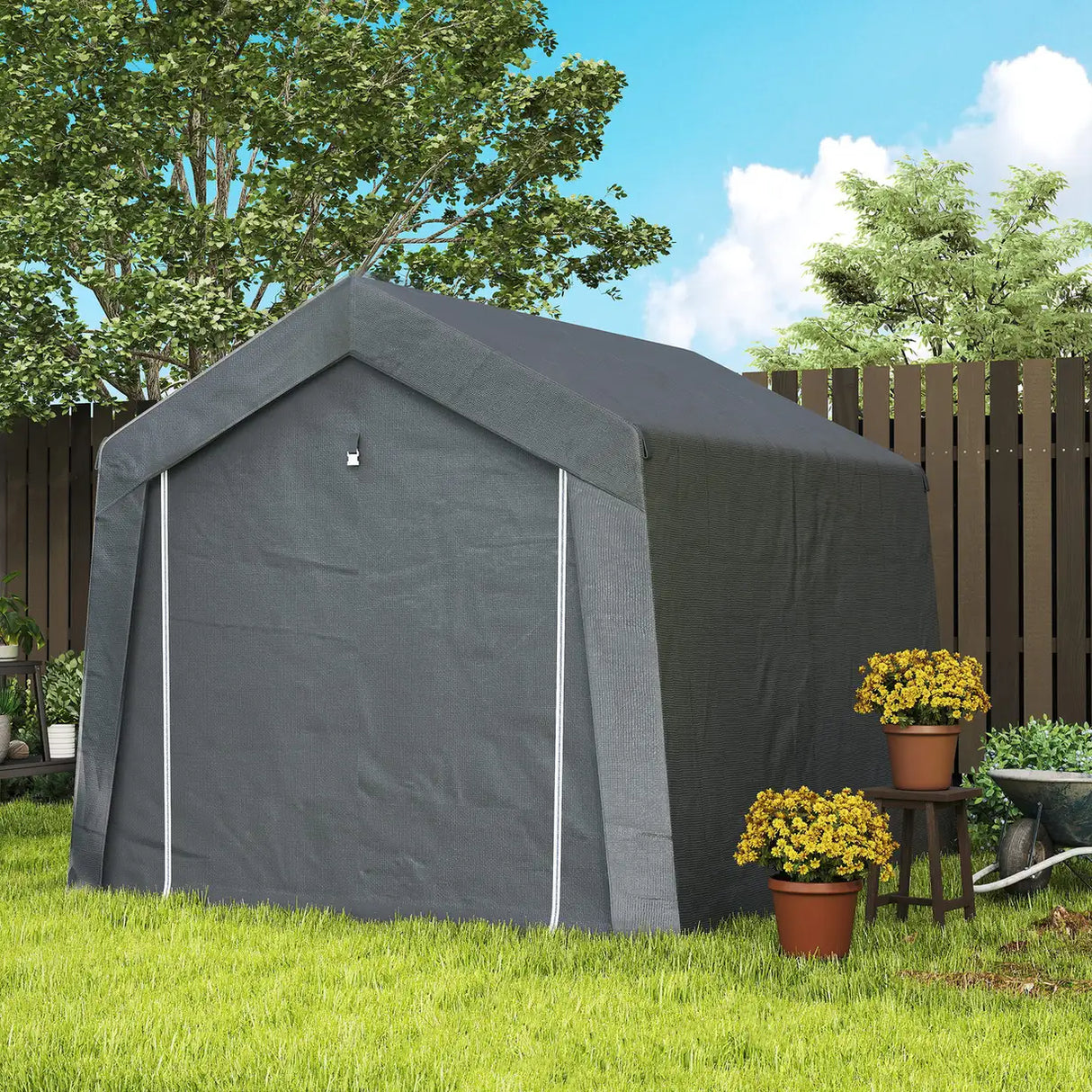 Outsunny 3.6 x 2.1m Portable Outdoor Shed, with Window - Dark Grey