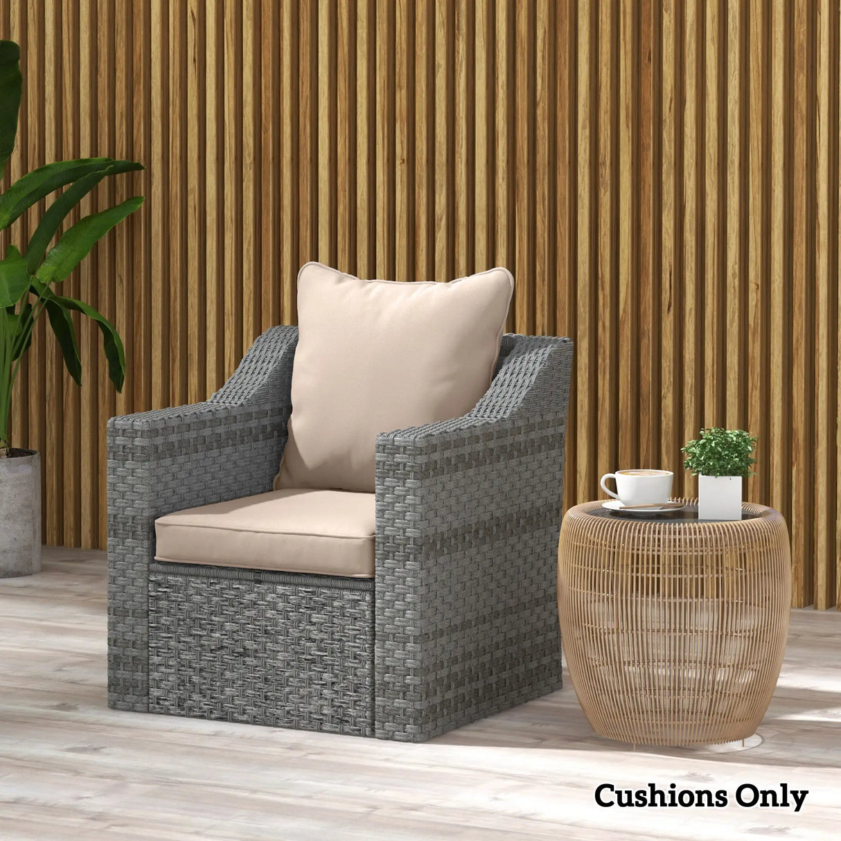 Outsunny Seat and Back Padded Cushion Set, CUSHION ONLY - Beige