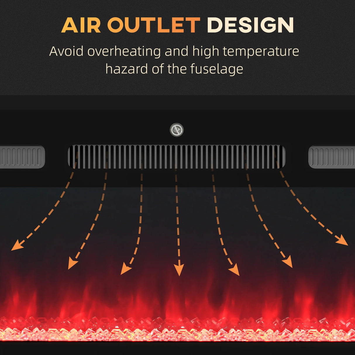 HOMCOM 127cm/50" Electric Fireplace, 2000W Recessed and Wall Mounted Electric Fire with Remote Control, 9 Flame Colour and Crystal, Black