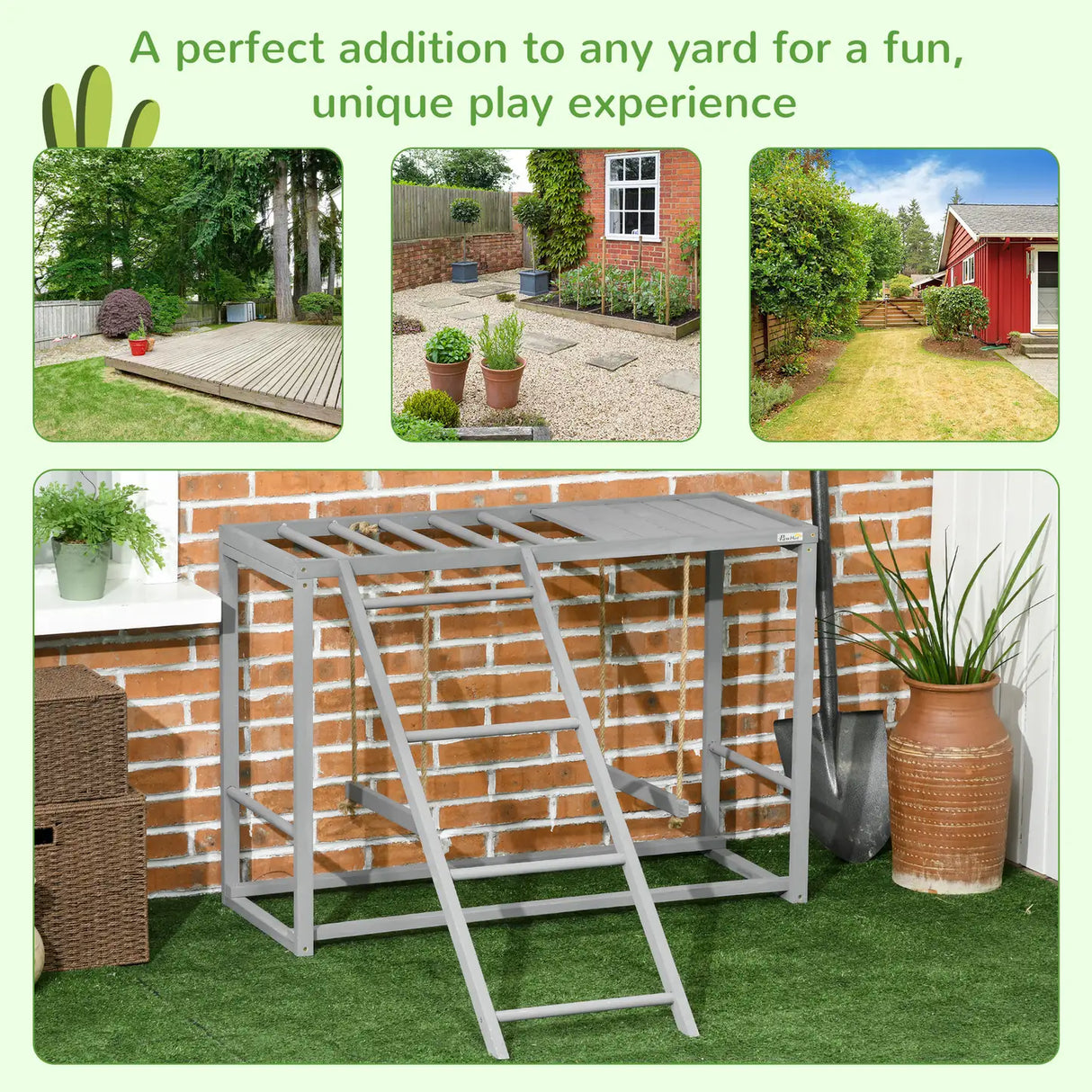 PawHut Chicken Activity Play with Swing Set for 3-4 Chickens, Wooden Chicken Coop, Grey