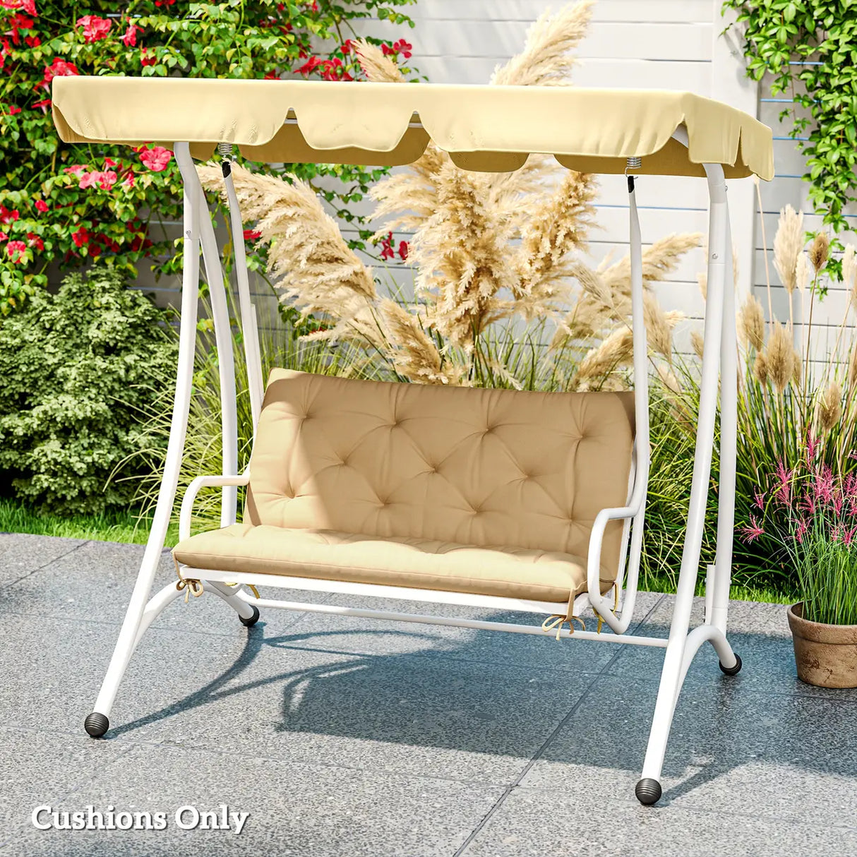 Outsunny Two-Seater Bench Cushion - Khaki