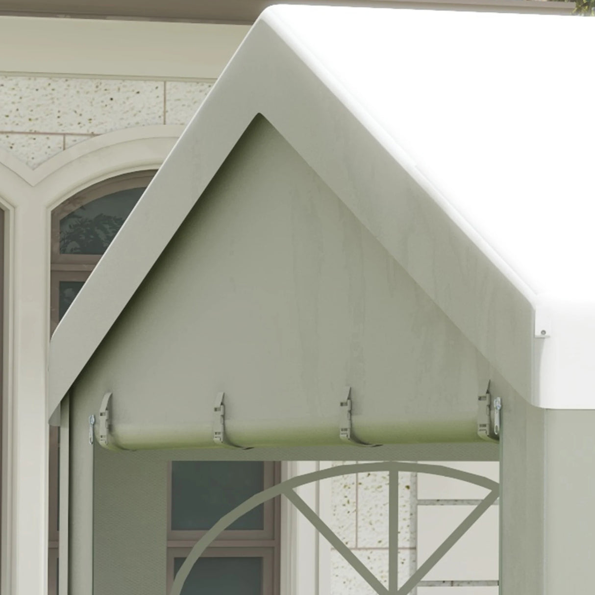 Outsunny 4m x 4m Marquee Party Tent, Heavy Duty Wedding Canopy with Sidewalls, Doors, Windows, Galvanised Garden Gazebo for Parties Events, White