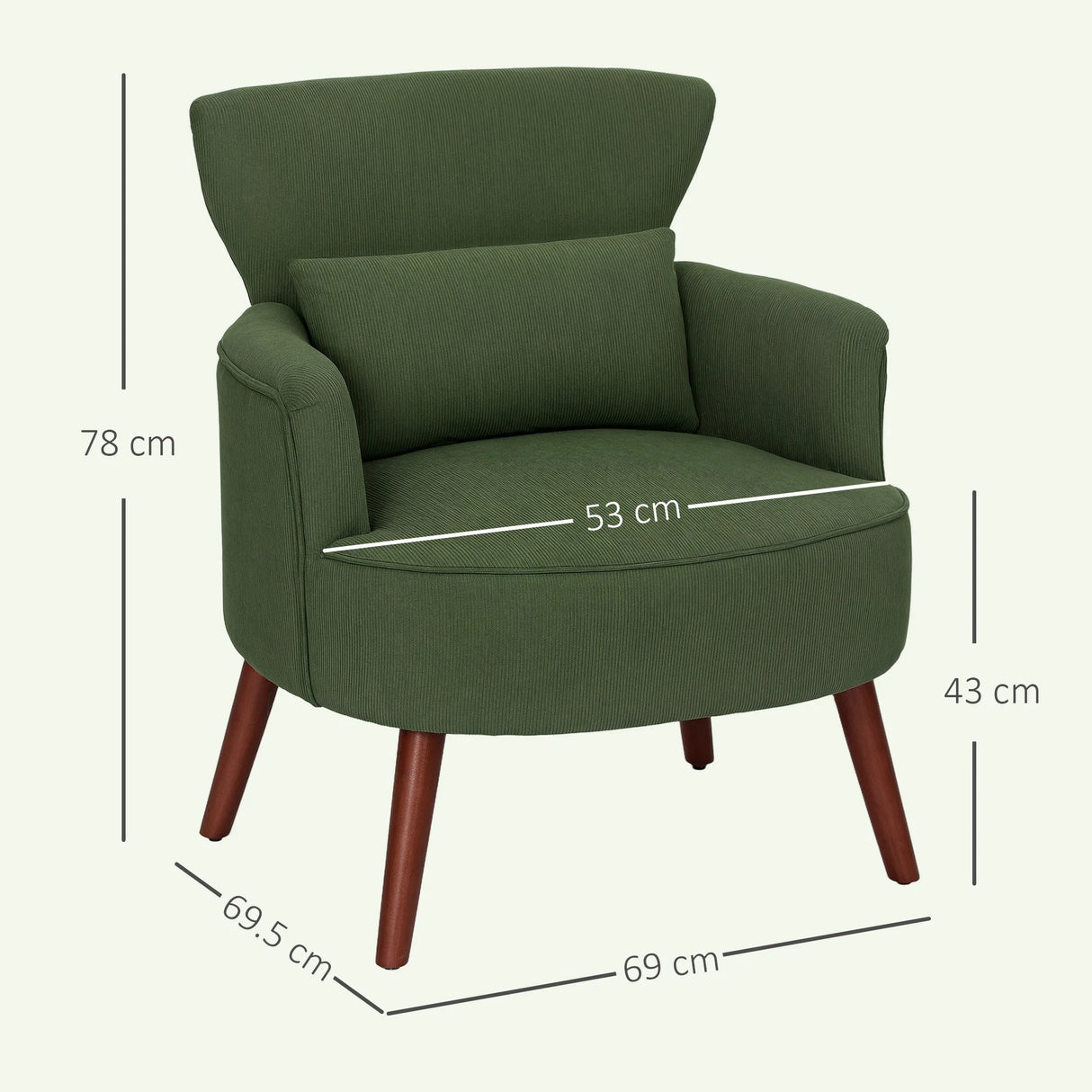 HOMCOM Corduroy Retro Accent Chair - Green