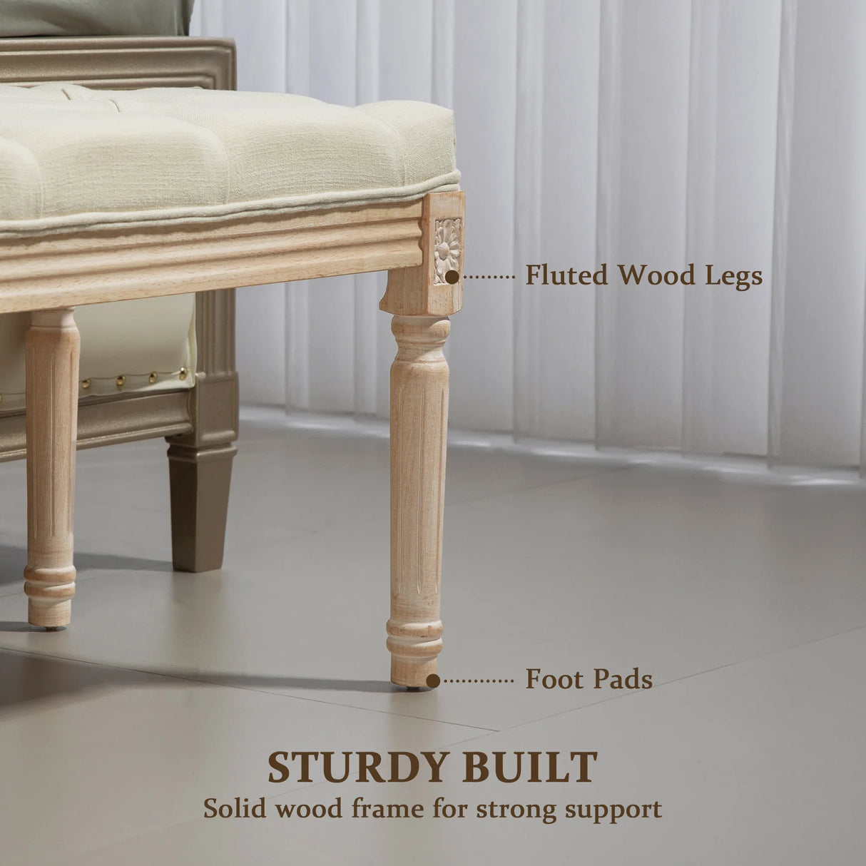 HOMCOM Vintage Wooden Bed End Bench - Cream White