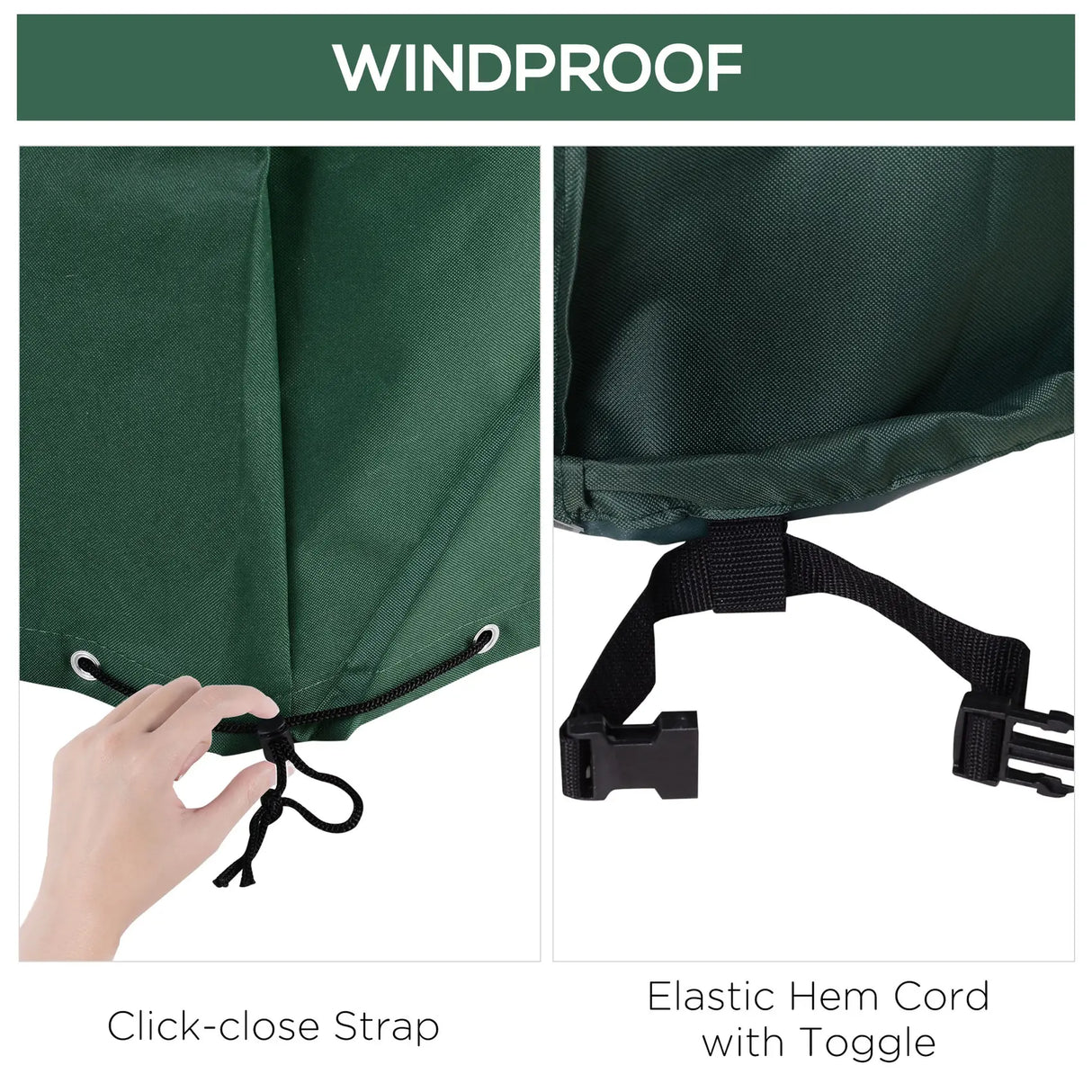 Outsunny Large Patio Garden Furniture Set Cover 600D Oxford Square Waterproof, 230 x 230 x 70 cm, Green