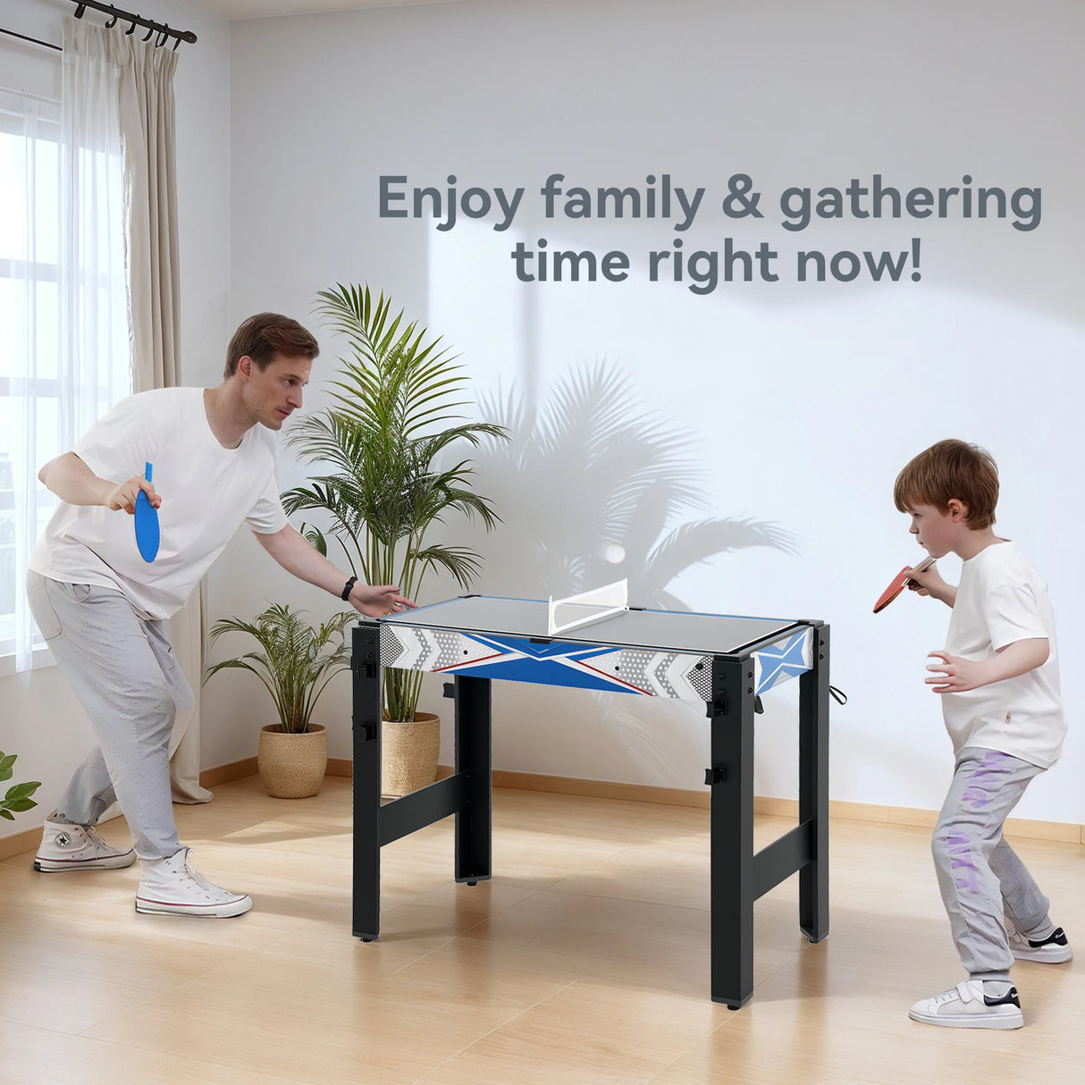 SPORTNOW 5-in-1 Multi Games Table, with Pool, Table Tennis, Basketball, Hockey, Archery, Blue