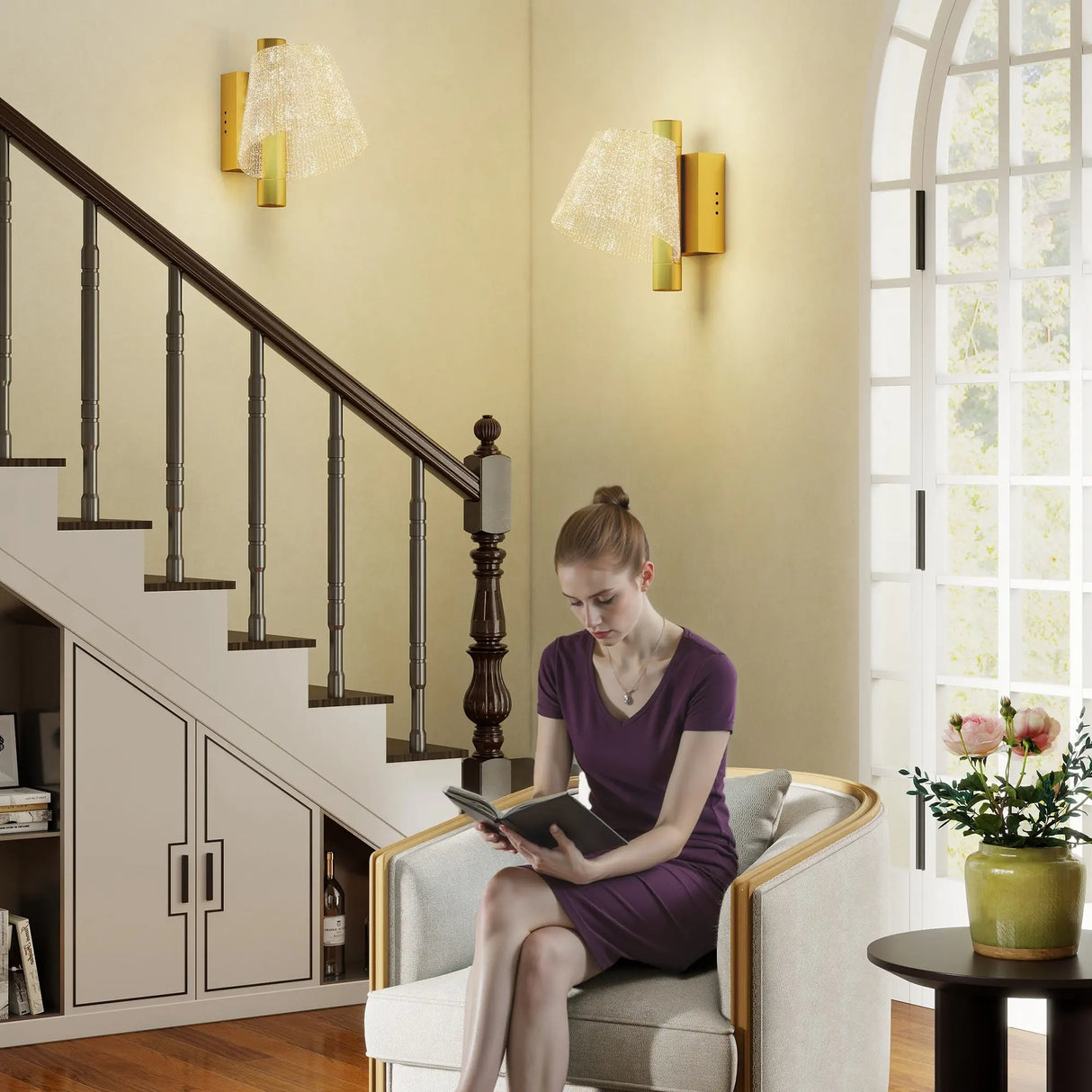 HOMCOM Led Wall Lamp 2 Pack, 5W Modern Indoor Starry Wall Light, Colour Temperature Adjustable 3000K/4000K/6500K, for Bedroom, Living Room, Hallway, Stairs, Gold Tone