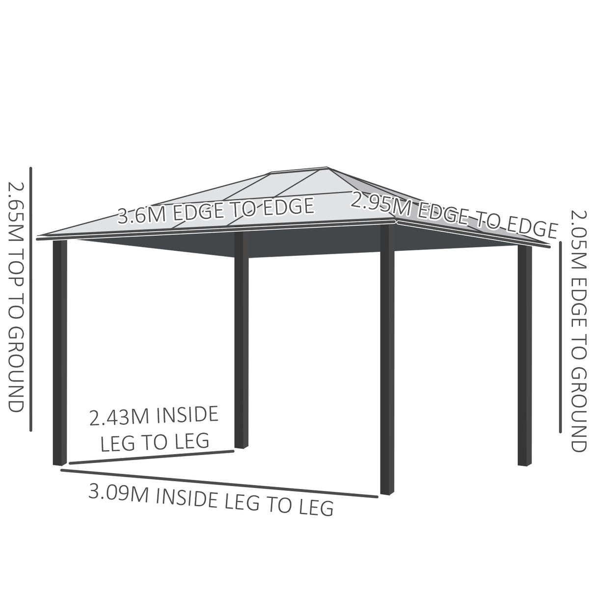 Outsunny 3 x 3.6(m) Hardtop Gazebo Canopy with Polycarbonate Roof and Aluminium Frame, Garden Pavilion with Mosquito Netting and Curtains, Brown