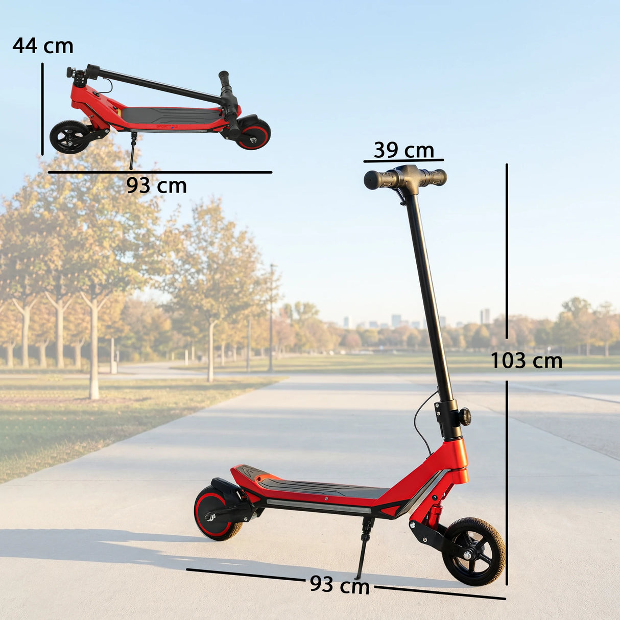 SPORTNOW Electric Scooter for Kids, Foldable E Scooter for Age Age 6+ with LED Display, RGB lights, Up to 16km/h, Red