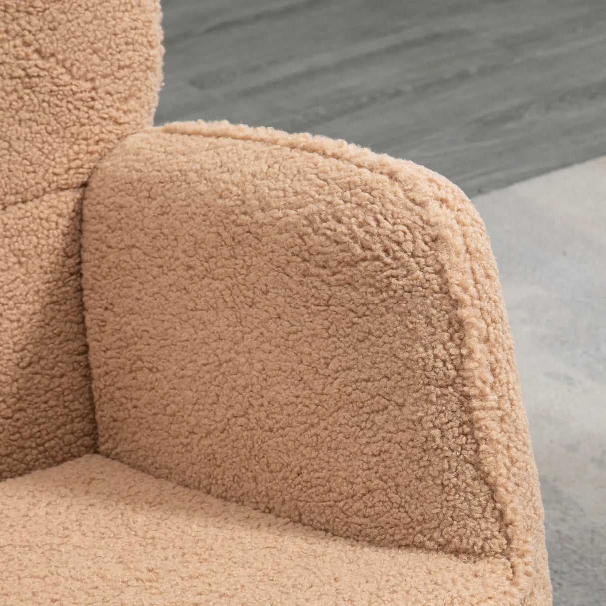 HOMCOM Soft Fleecey Rocking Wingback Chair - Light Brown