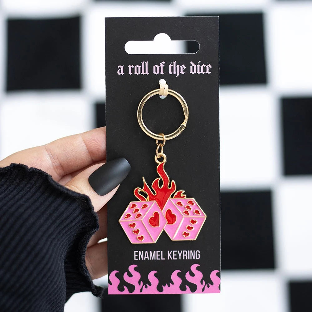 Flaming Dice Keyring