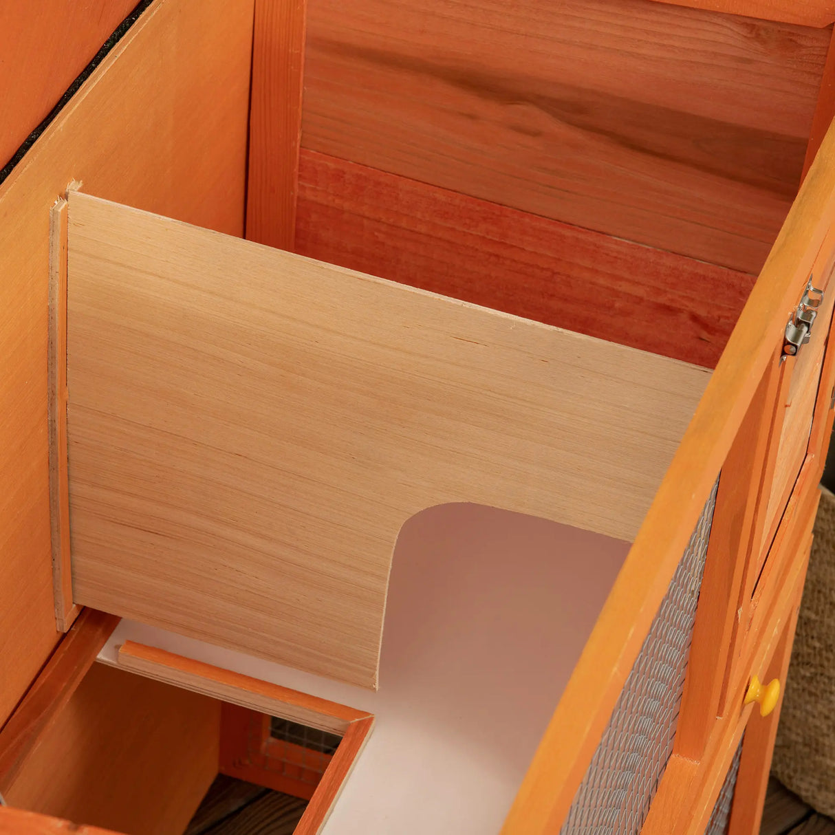 PawHut Rabbit Hutch Outdoor Guinea Pig Hutch Wooden Pet Cage Run 2-Tier with Opening Top, 90 x 45 x 80cm