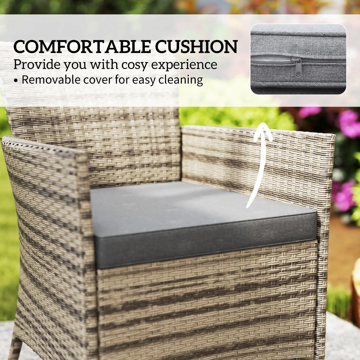 Outsunny Five-Piece Rattan Garden Set, with Two-Tier Table - Grey