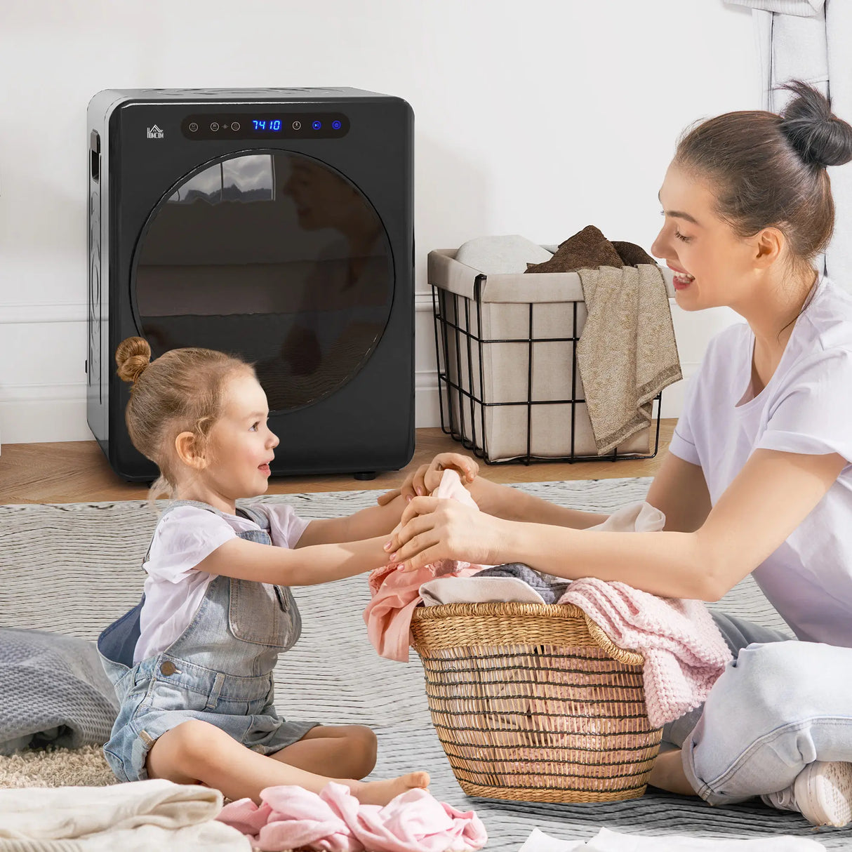 HOMCOM 4kg Compact 40-60C Tumble Dryer - Black