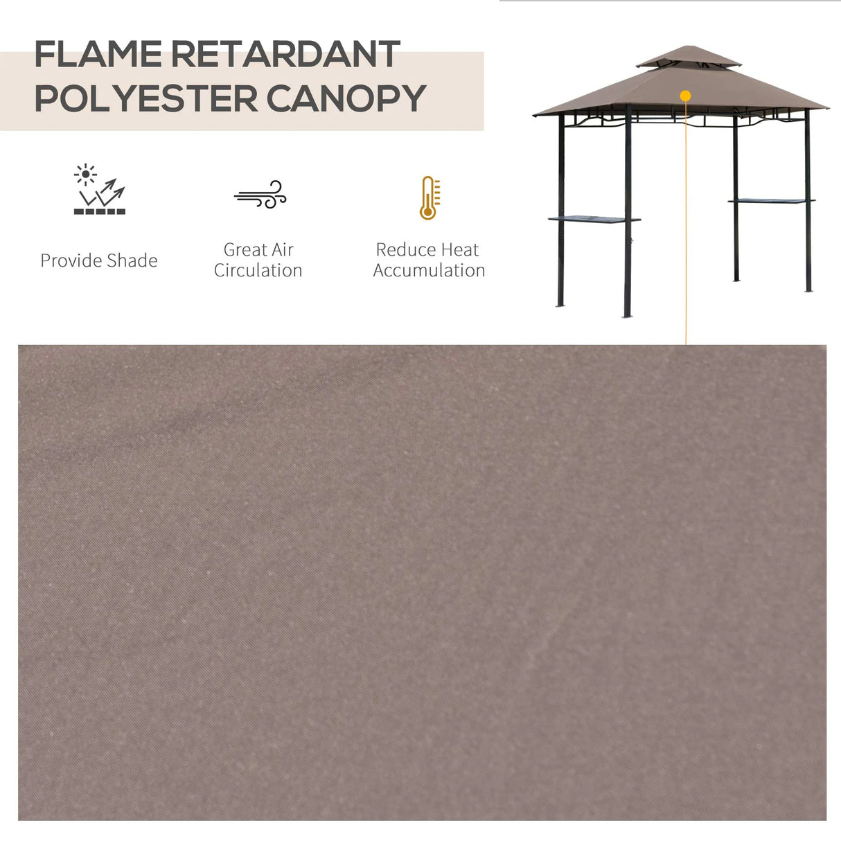Outsunny 2.5x1.5m (8'x5') Grill Gazebo Canopy, Double Tiered Outdoor BBQ Gazebo Shelter with 2 Side Shelves for Garden, Patio, Barbecue, Picnic, Coffee