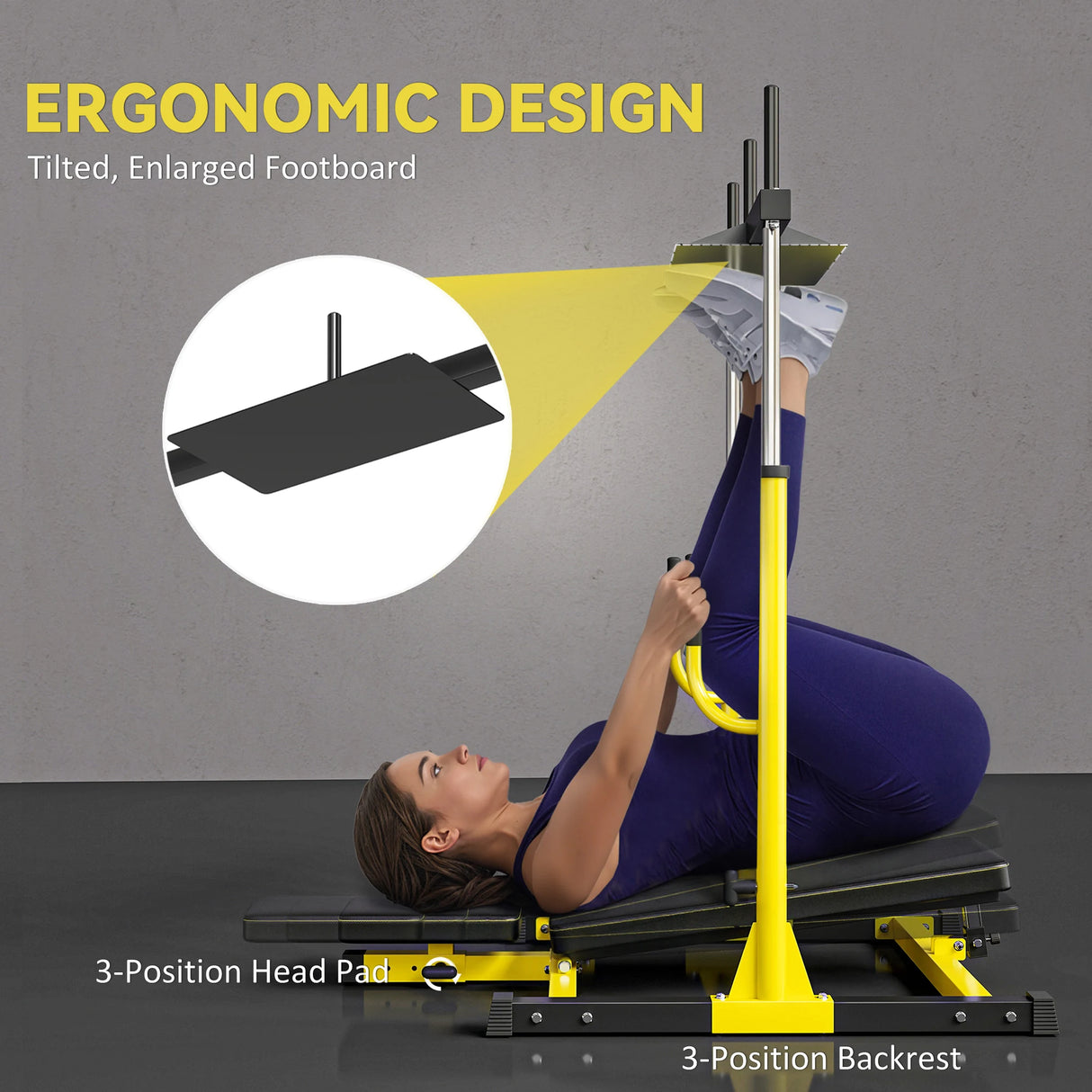 SPORTNOW Vertical Leg Press Machine with Adjustable Leg, Back and Head Positions, 2" Olympic Plate Compatible, Yellow