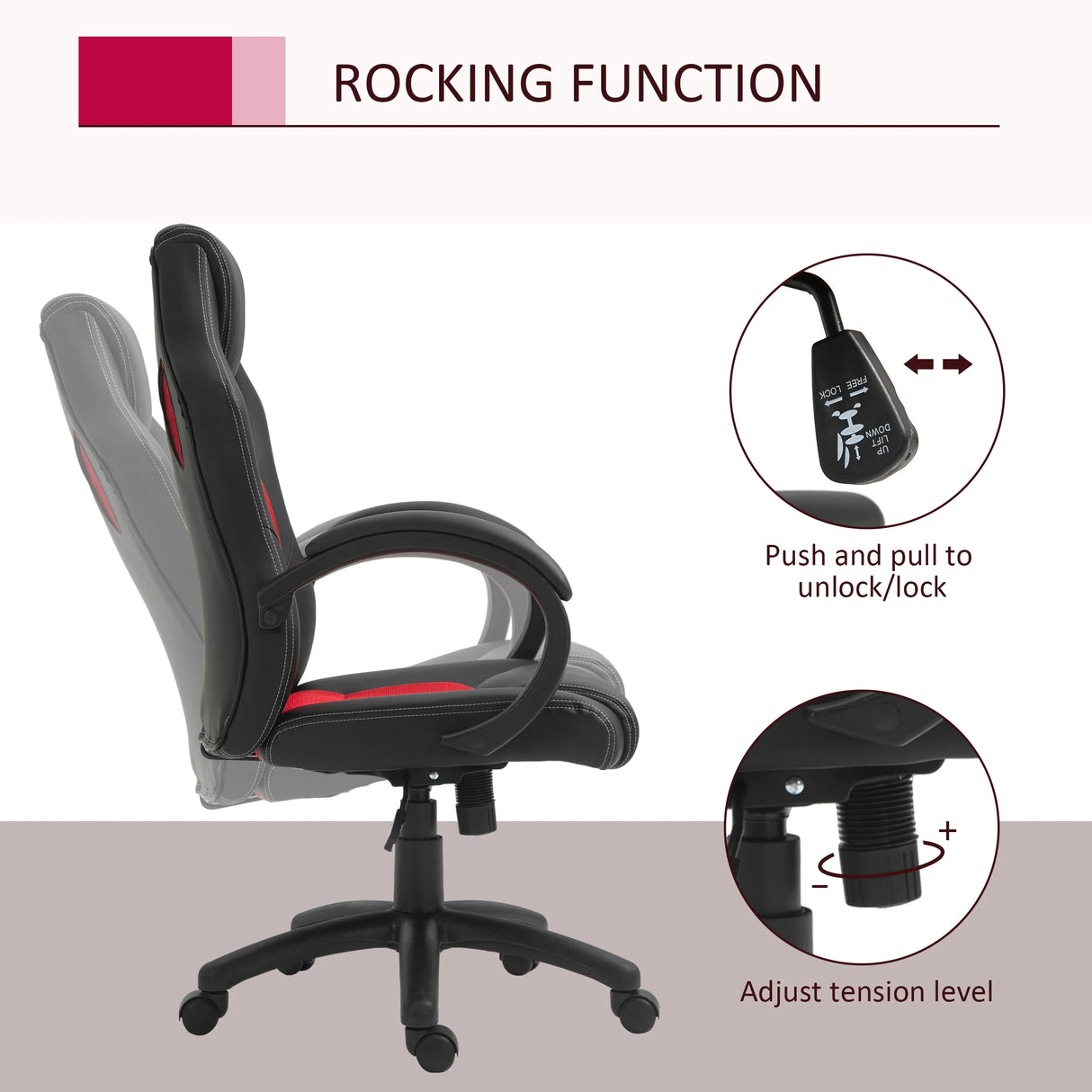 Vinsetto Office Chair Faux Leather Swivel Computer Desk Chair for Home Office with Wheels Armrests Black