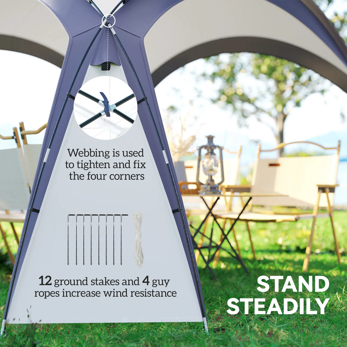 Outsunny Gazebo Party Tent, 3.5x3.5m-Cream/Blue