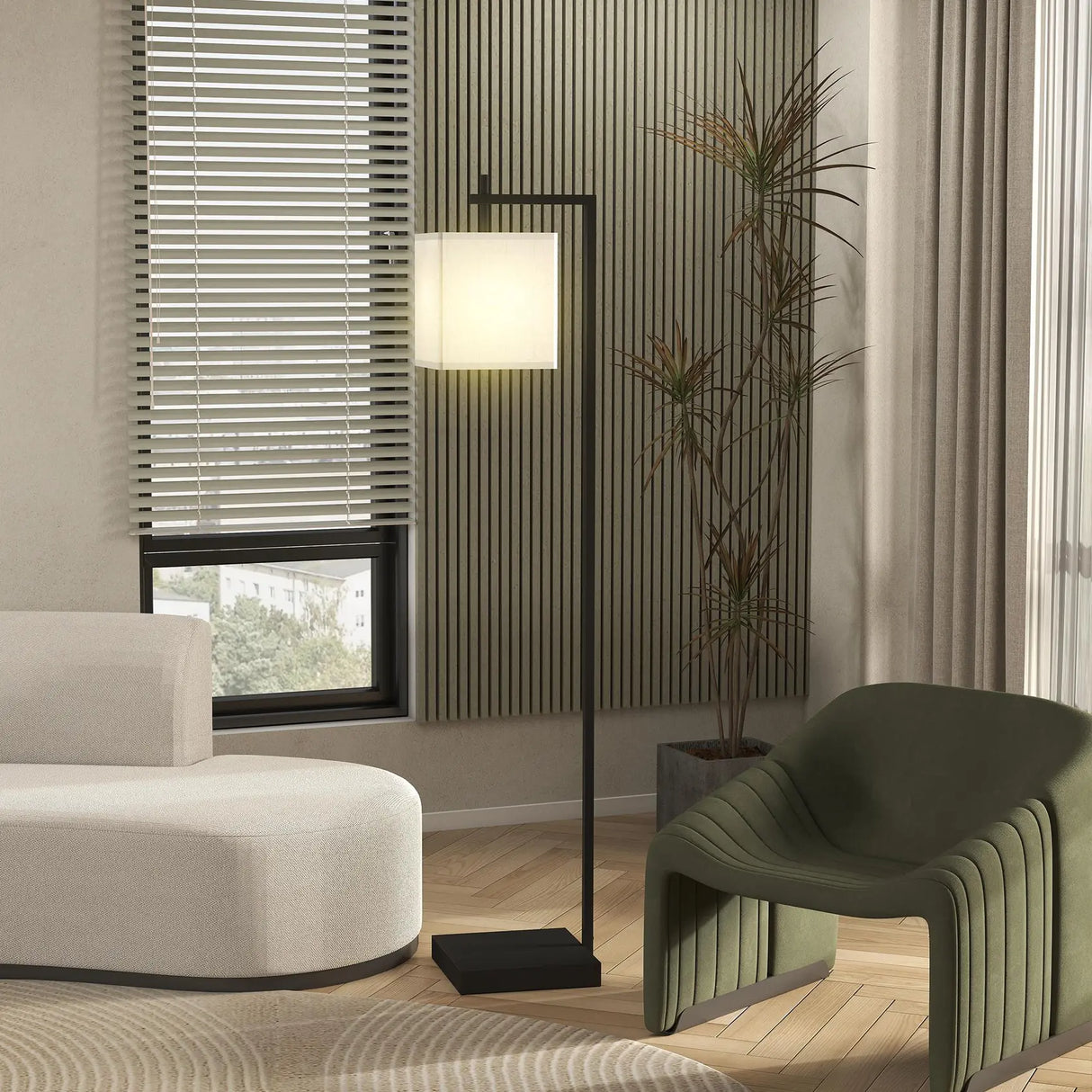 HOMCOM Floor Lamp for Living Room, 66" Modern Tall Standing Lamp with Adjustable Colour Temperatures & 10 Brightness Levels, Remote Control and Foot Switch for Bedroom Office, 9W LED Bulb Included