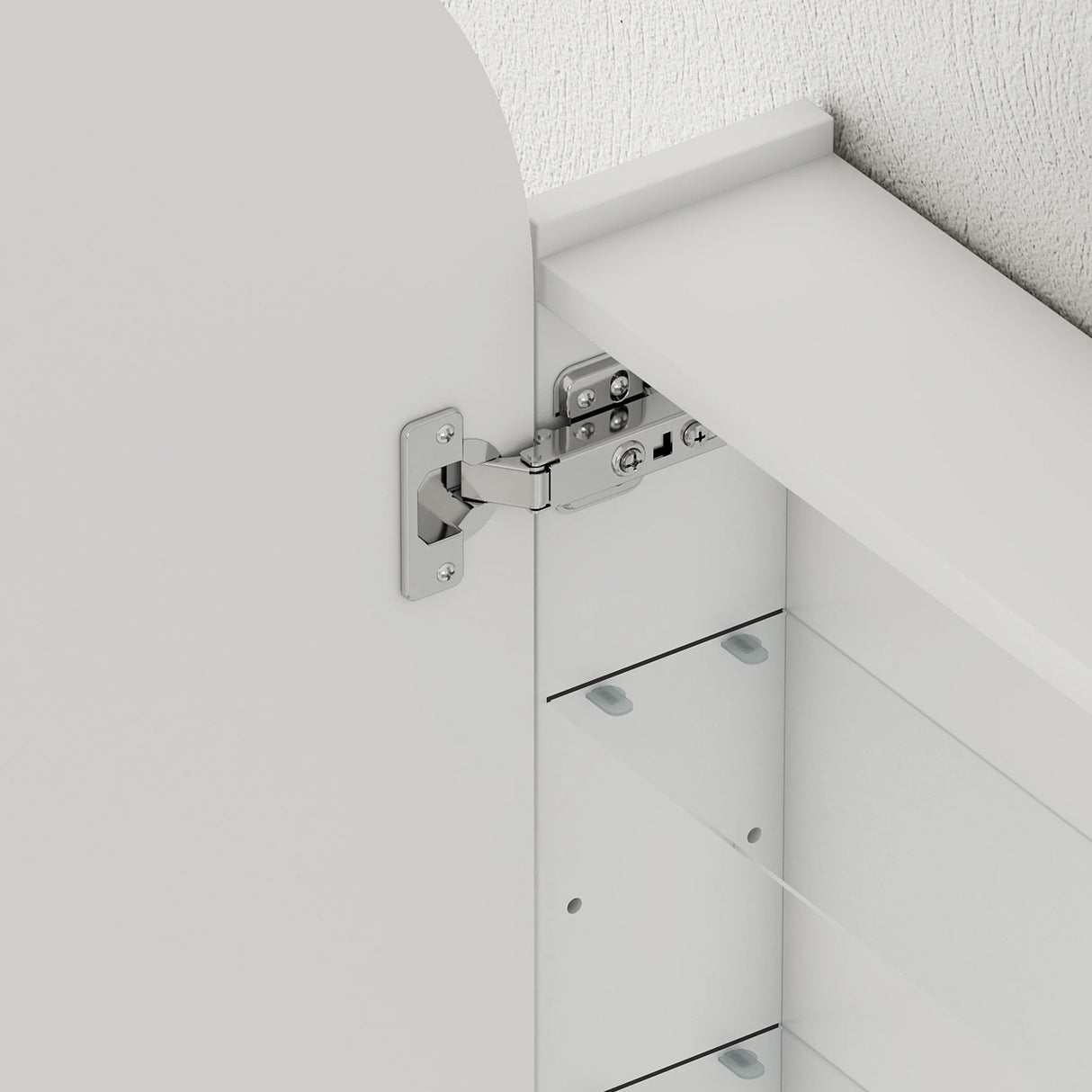 HOMCOM Arched Bathroom Mirror Cabinet with Adjustable Glass Shelves - White