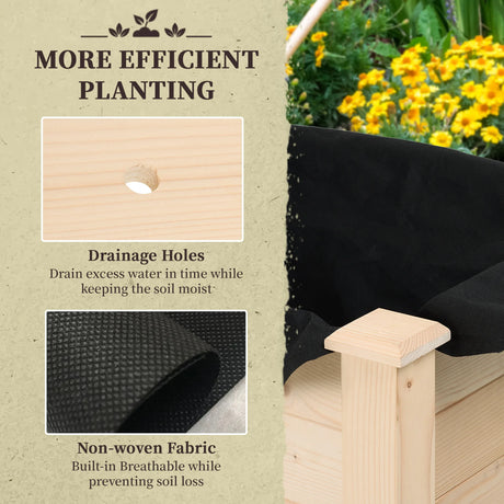 Outsunny Garden Wooden Planters14 Rectangular Raised Bed,Flower Box, Fir Wood Indoor/Outdoor, Oak Tone, 86L x 46W x 76Hcm