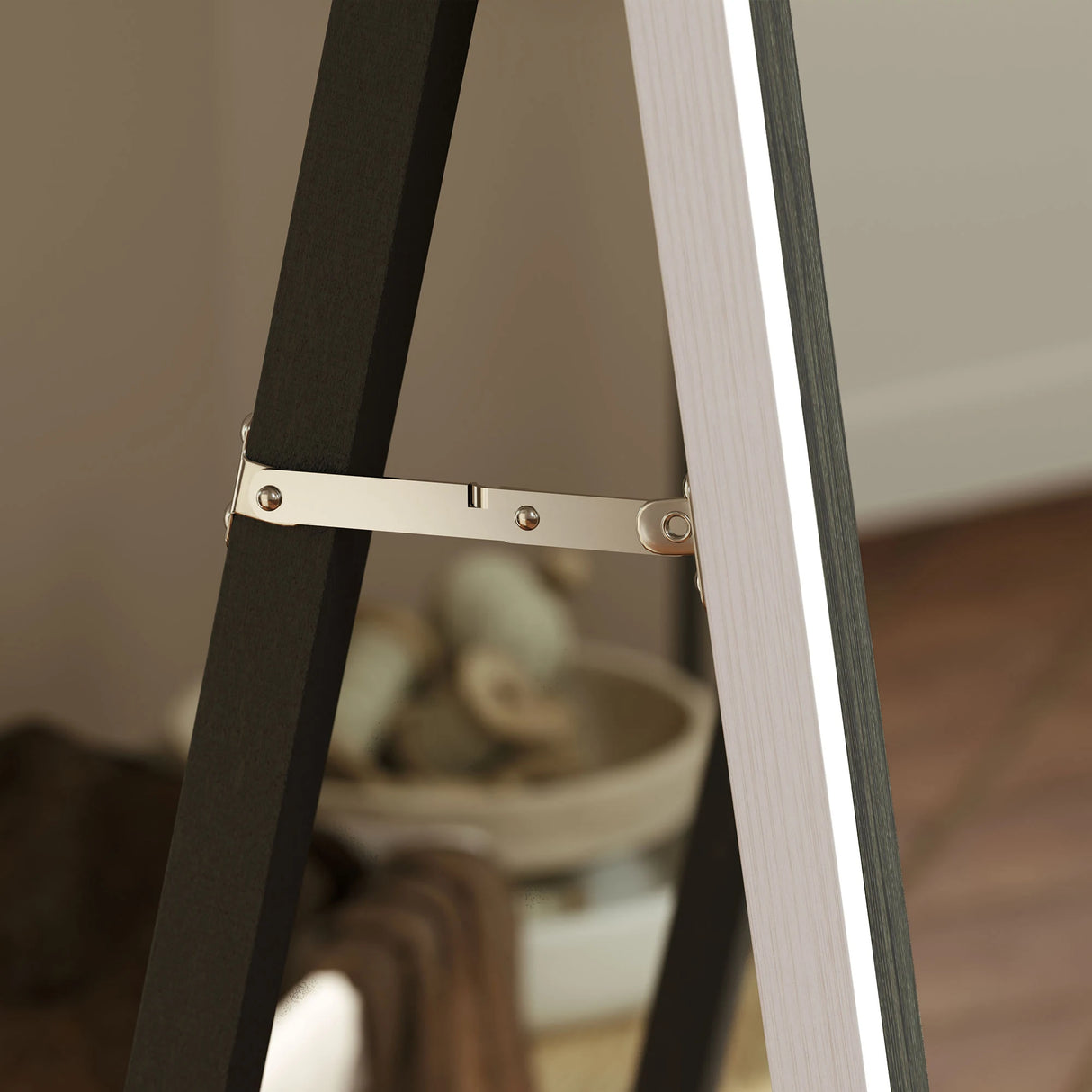 HOMCOM 162.6 cm Two-Tone Full Length Mirror - White/Grey-Tone