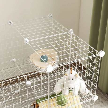 PawHut DIY 36 Panel Pet Playpen Metal Wire Fence for Chinchilla, Hedgehog, Bunny, Indoor, Outdoor Use, White