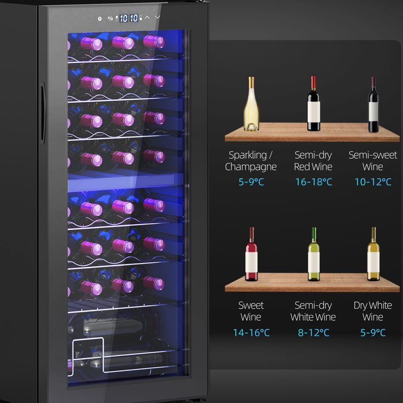 HOMCOM 32 Bottle Dual Zone 5-18C Wine Fridge - Black