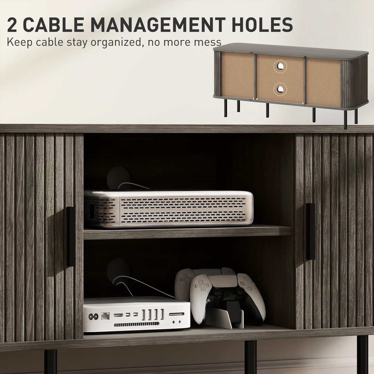 HOMCOM TV Stand Cabinet for TVs up to 55 Inches, TV Unit with Storage Shelves and Cupboard for Living Room, Grey