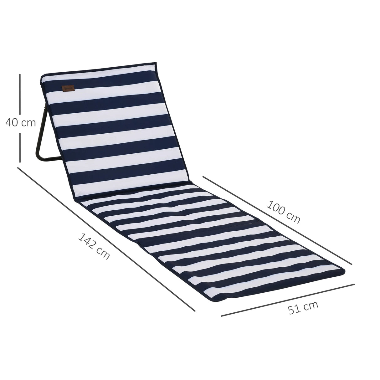 Outsunny Set of 2 Foldable Garden Beach Chair Mat, Outdoor Sun Lounger Seats with Adjustable Back, Magazine Pocket, Carry Bag