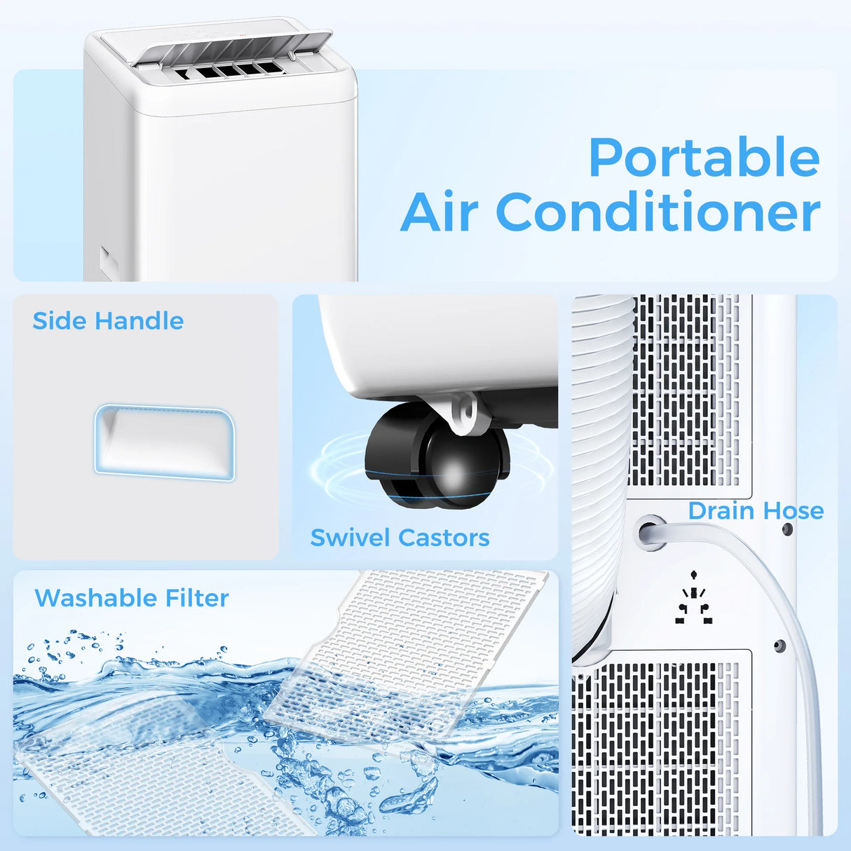 HOMCOM 12,000 BTU 5-in-1 Mobile Air Conditioner, 35m2 Radius - White