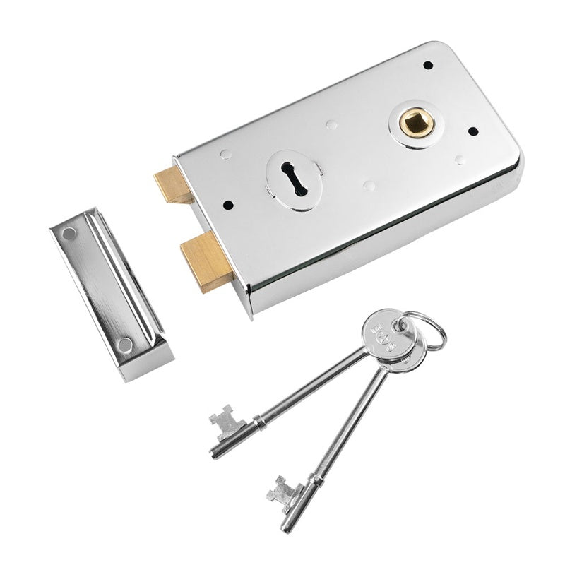 D/H RIM LOCK 5.5 X 3 - POLISHED CHROME - EACH